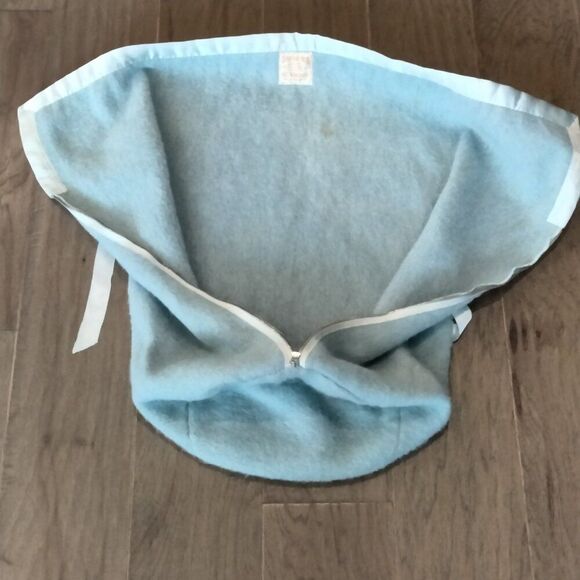 Blue Wool Baby Stroller Zip Blanket Snuggle Rug Vintage 1930s - Picture 3 of 6
